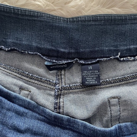 Westbound Cropped Jeans Plus Size 14 Capri Pull On Pants Denim Jeggings Blue - Picture 9 of 11